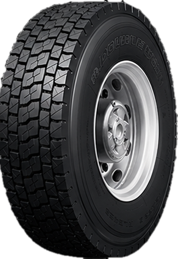 Double Coin RLB458 truck drive tyre, angled front view